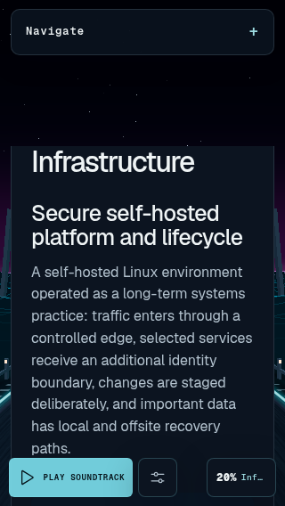 Infrastructure reading layout at 320 pixels wide
